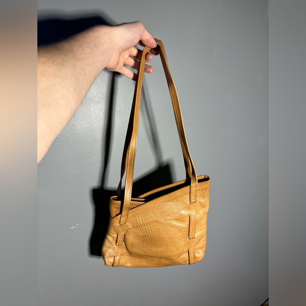 Tom Thomas Leathers Croc Embossed Leather Bag